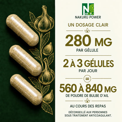 NAKURU Ail — 500 gélules — Dosage