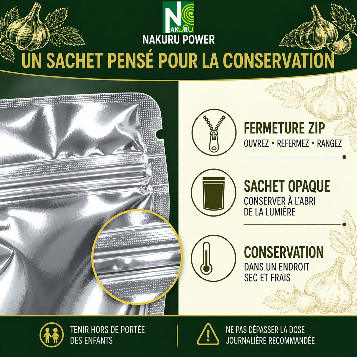 NAKURU Ail — 500 gélules — Conservation