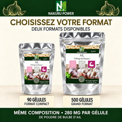 NAKURU Ail — 500 gélules — Comparatif formats