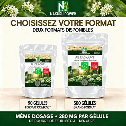 NAKURU Ail des Ours — 500 gélules — Comparatif formats