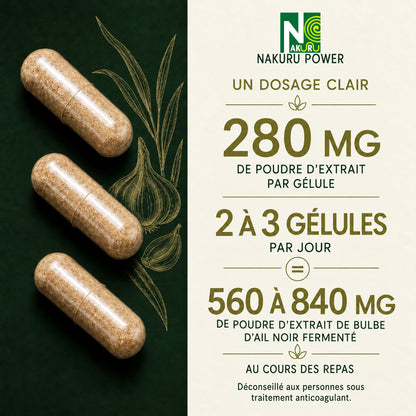 NAKURU Ail Noir Fermenté — 500 gélules — Dosage