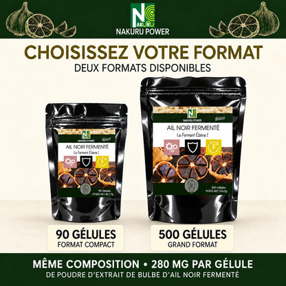 NAKURU Ail Noir Fermenté — 500 gélules — Comparatif formats