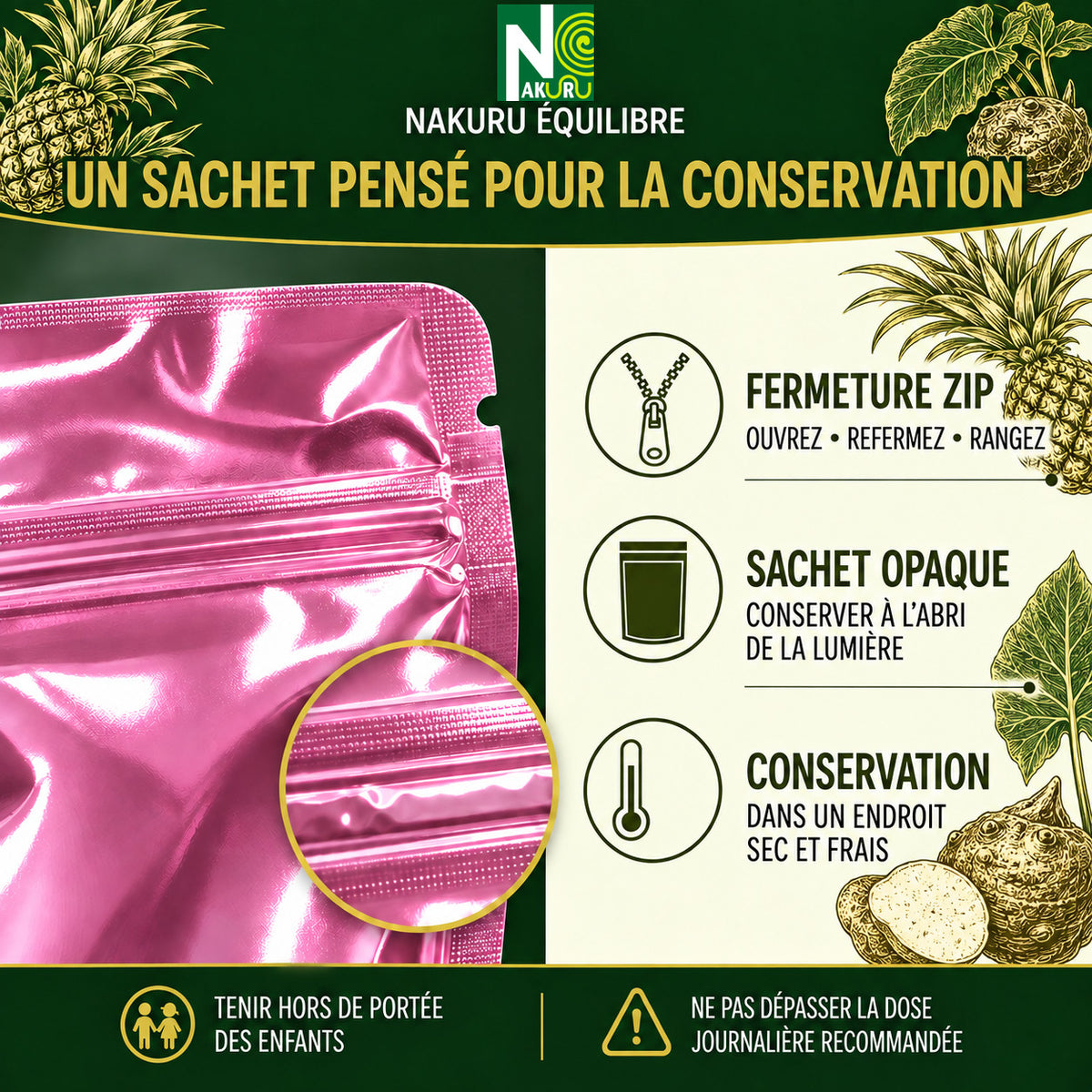 NAKURU Ananas + Konjac — 500 gélules — Conservation