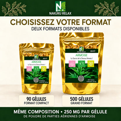 NAKURU Armoise — 500 gélules — Comparatif formats