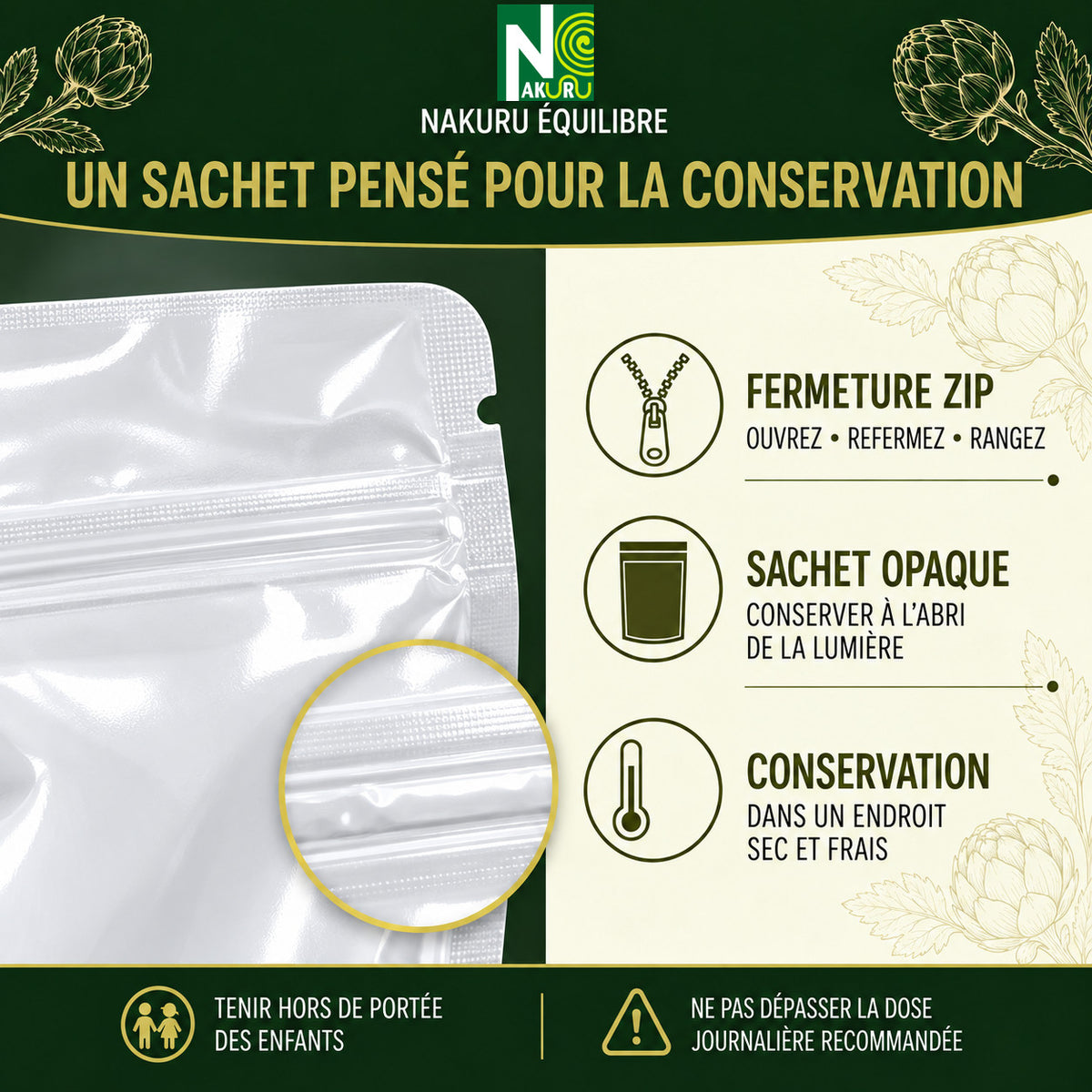 NAKURU Artichaut — 500 gélules — Conservation