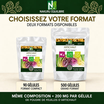 NAKURU Artichaut — 500 gélules — Comparatif formats