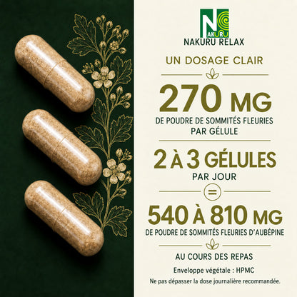 NAKURU Aubépine — 500 gélules — Dosage