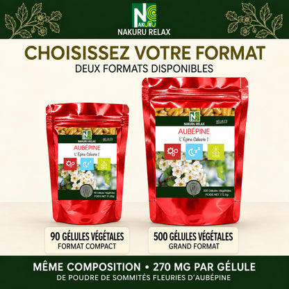 NAKURU Aubépine — 500 gélules — Comparatif formats