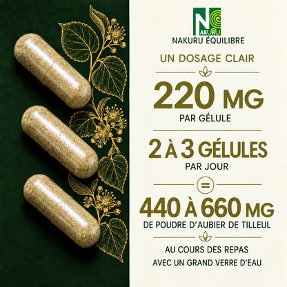 NAKURU Aubier de Tilleul — 500 gélules — Dosage