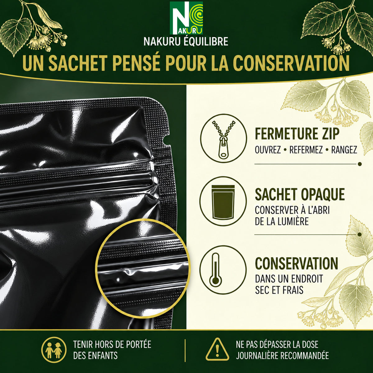 NAKURU Aubier de Tilleul — 500 gélules — Conservation