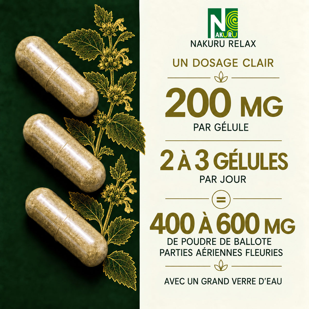 NAKURU Ballote — 500 gélules — Dosage