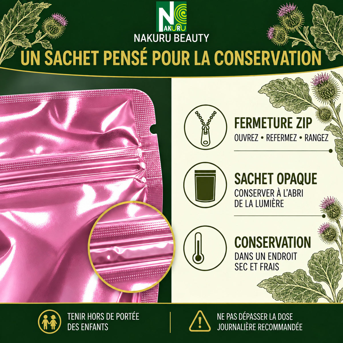 NAKURU Bardane — 500 gélules — Conservation