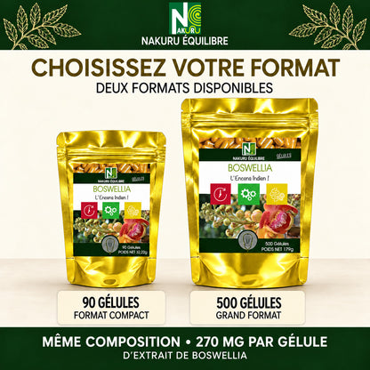 NAKURU Boswellia — 500 gélules — Comparatif formats