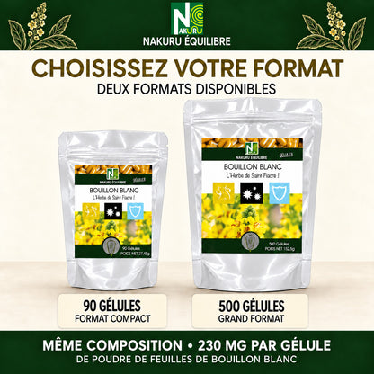 NAKURU Bouillon Blanc — 500 gélules — Comparatif formats