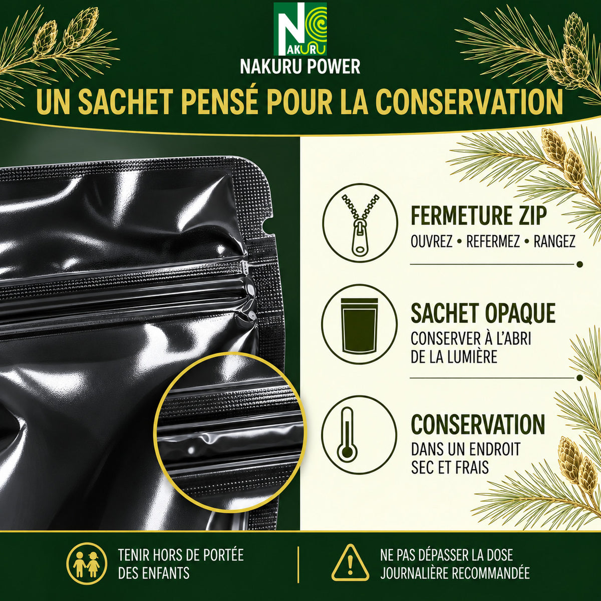 NAKURU Bourgeon de Pin — 500 gélules — Conservation
