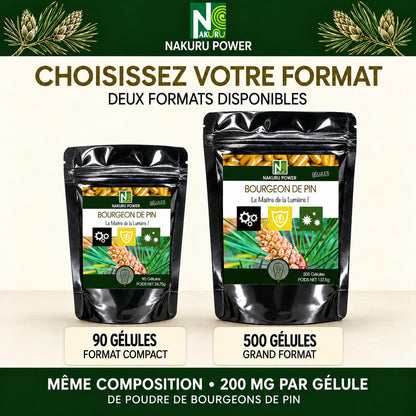 NAKURU Bourgeon de Pin — 500 gélules — Comparatif formats