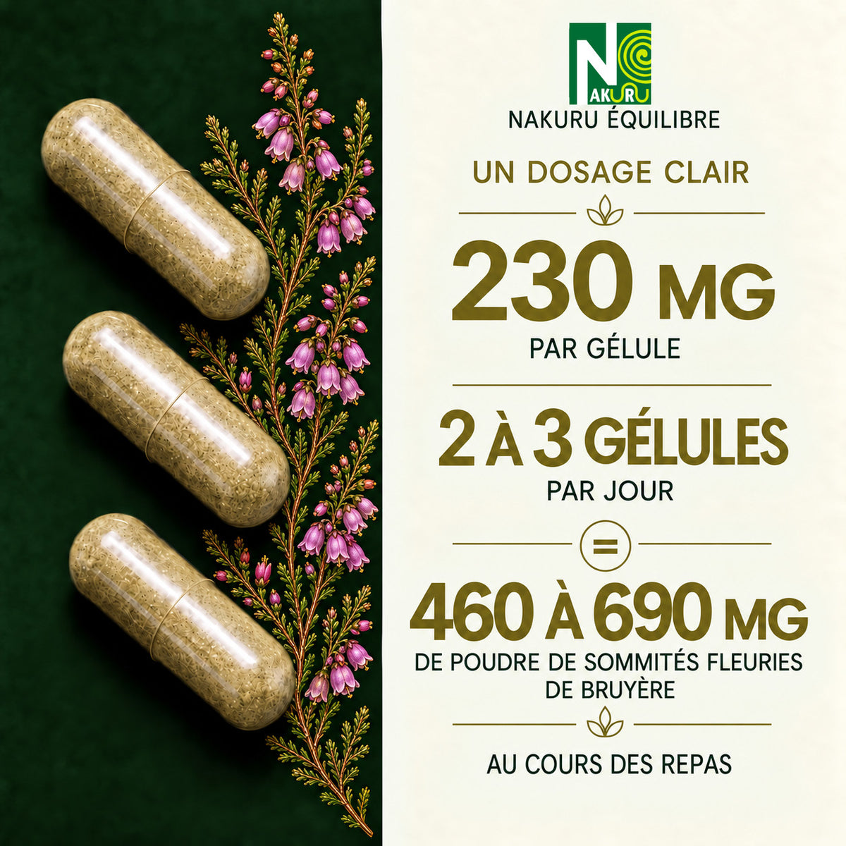 NAKURU Bruyère — 500 gélules — Dosage