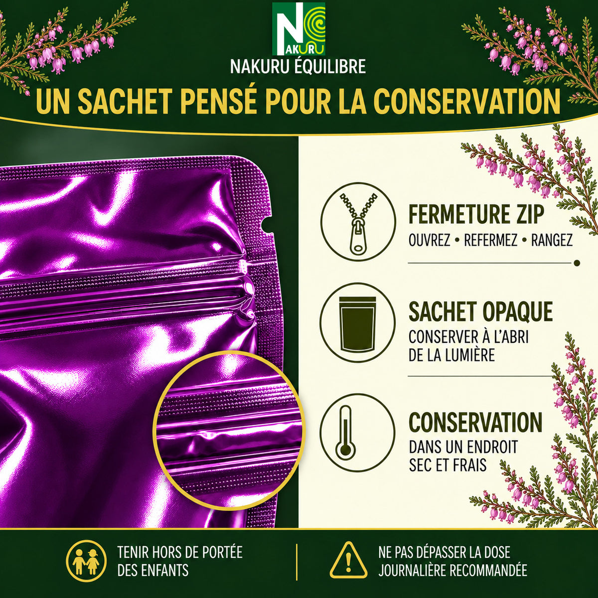 NAKURU Bruyère — 500 gélules — Conservation