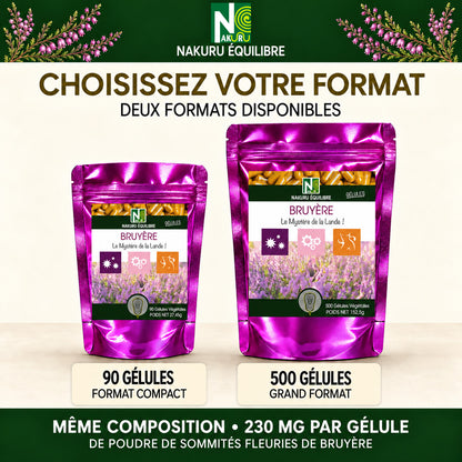 NAKURU Bruyère — 500 gélules — Comparatif formats