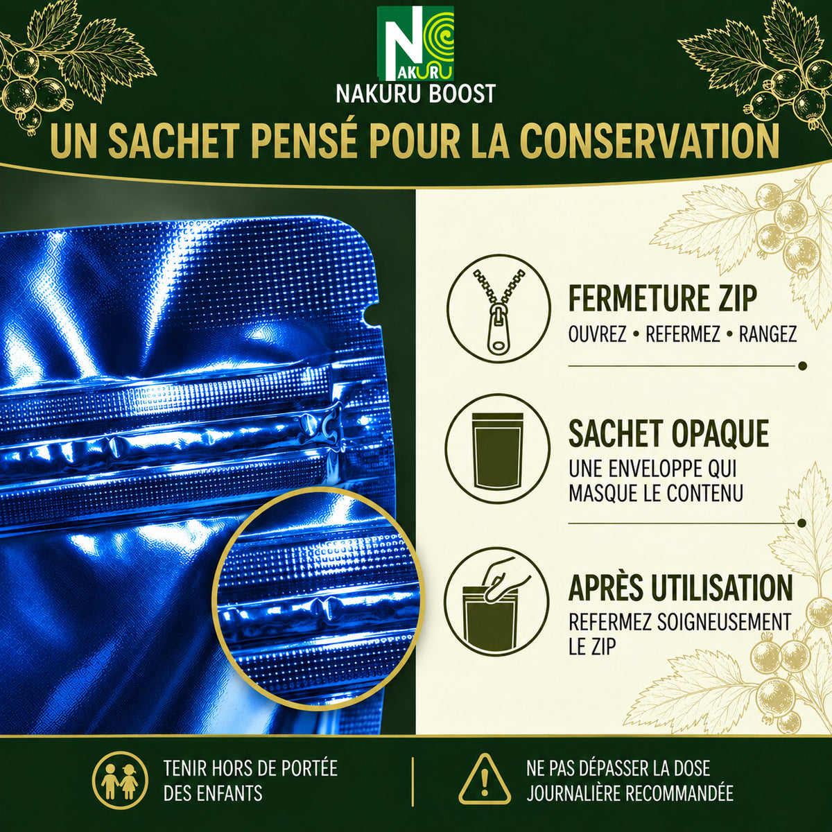 NAKURU Cassis — 500 gélules — Conservation