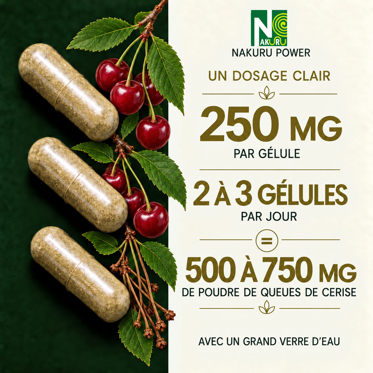NAKURU Cerise Queue — 500 gélules — Dosage