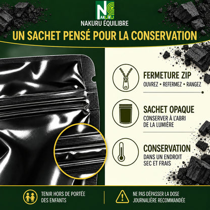 NAKURU Charbon Végétal — 500 gélules — Conservation