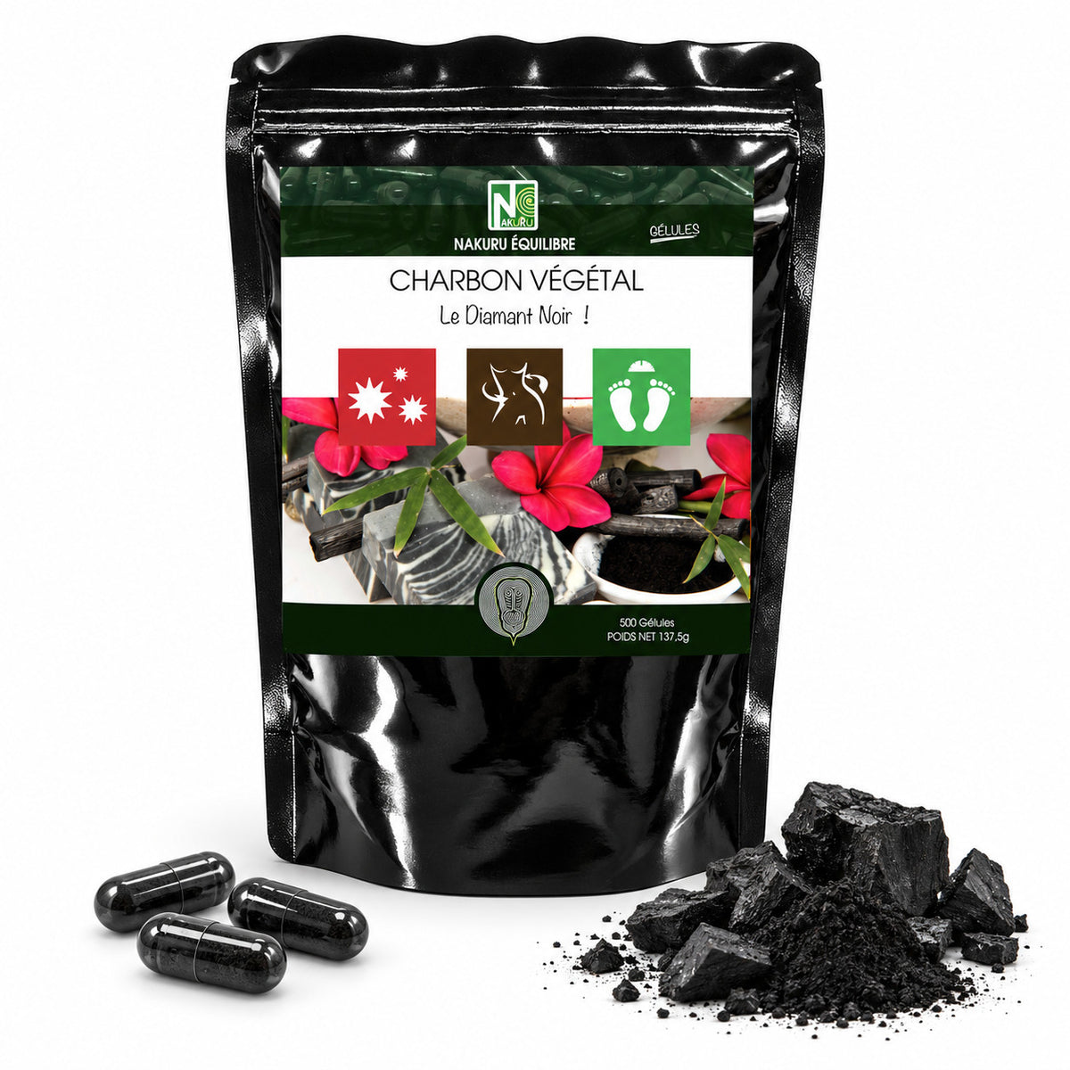 NAKURU Charbon Végétal — 500 gélules — Packshot