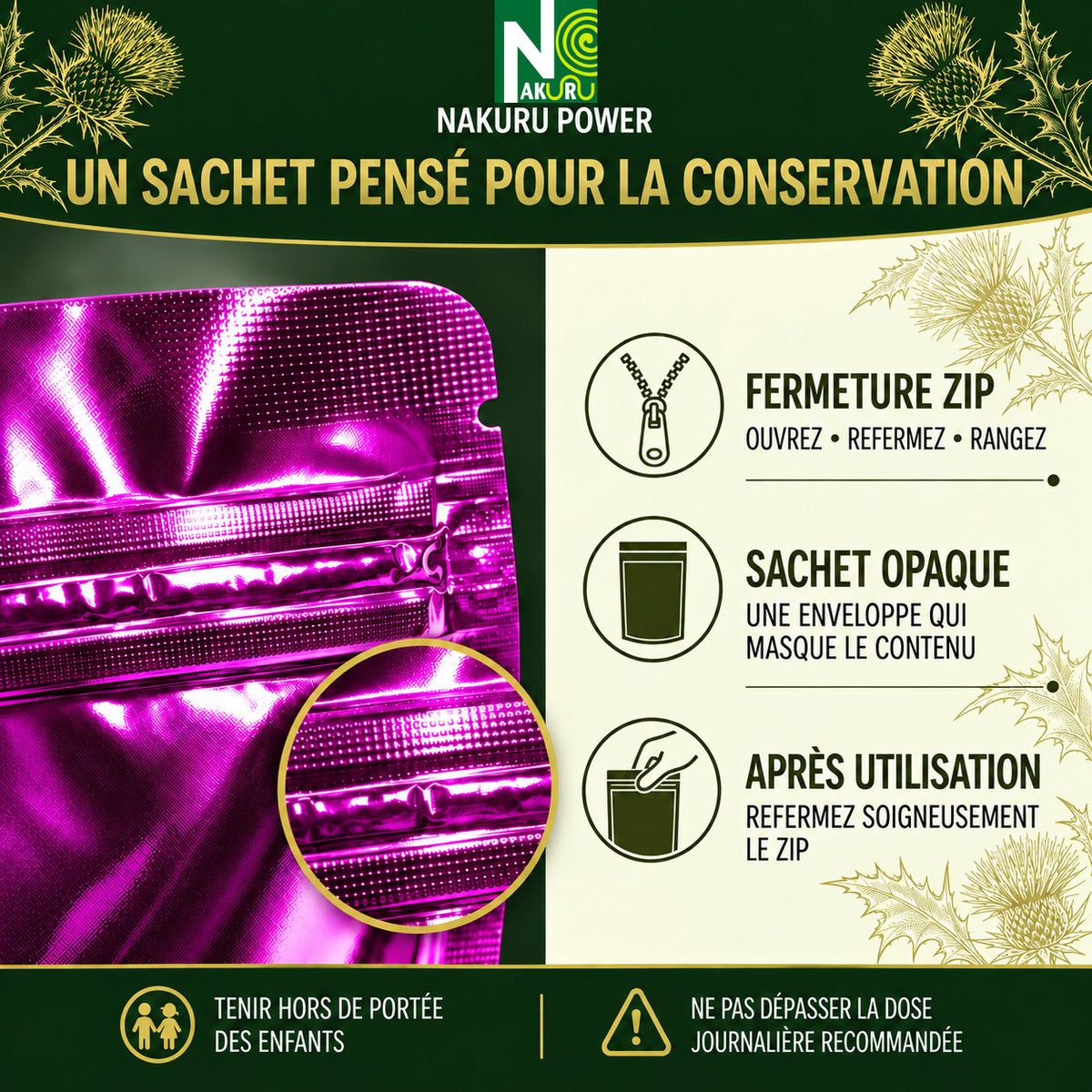 NAKURU Chardon Marie — 500 gélules — Conservation