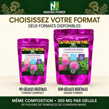 NAKURU Chardon Marie — 500 gélules — Comparatif formats