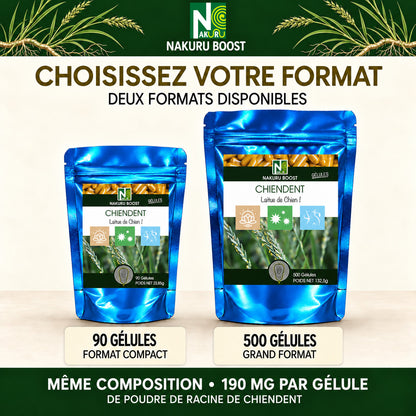 NAKURU Chiendent — 500 gélules — Comparatif formats