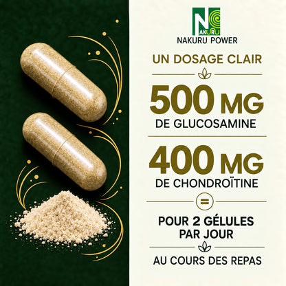 NAKURU Chondroitine + Glucosamine — 360 gélules — Dosage