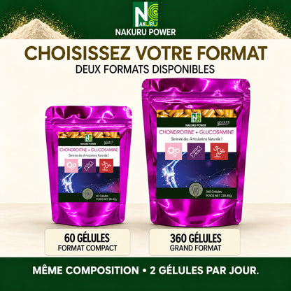 NAKURU Chondroitine + Glucosamine — 360 gélules — Comparatif formats