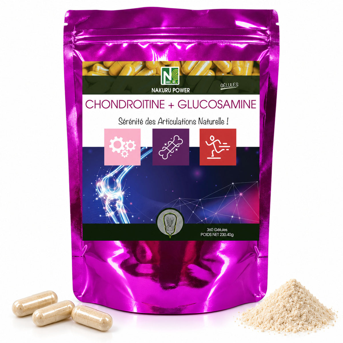 NAKURU Chondroitine + Glucosamine — 360 gélules — Packshot