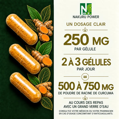 NAKURU Curcuma — 500 gélules — Dosage