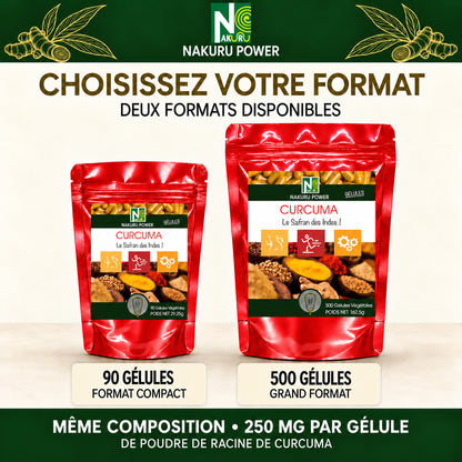 NAKURU Curcuma — 500 gélules — Comparatif formats