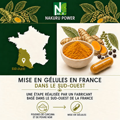 NAKURU Curcuma + Poivre Noir — 500 gélules — Fabrication