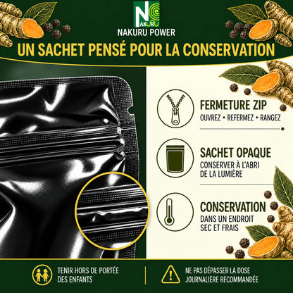 NAKURU Curcuma + Poivre Noir — 500 gélules — Conservation