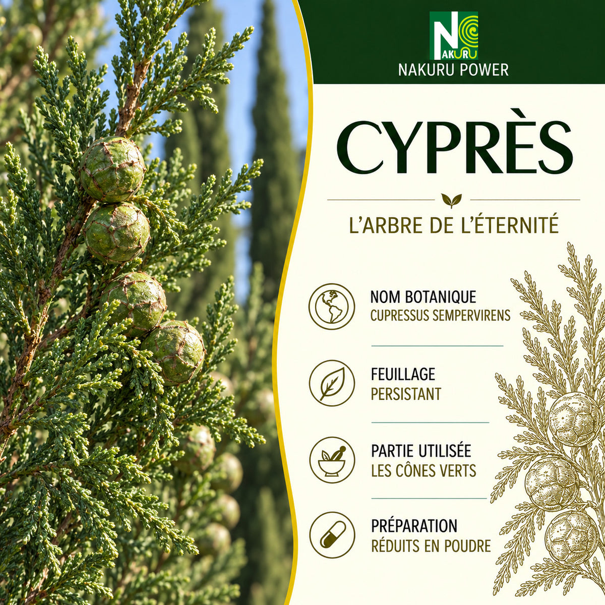 NAKURU Cyprès — 500 gélules — Présentation