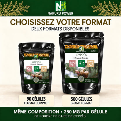NAKURU Cyprès — 500 gélules — Comparatif formats