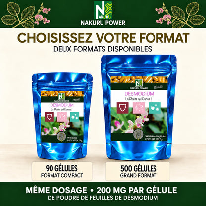 NAKURU Desmodium — 500 gélules — Comparatif formats