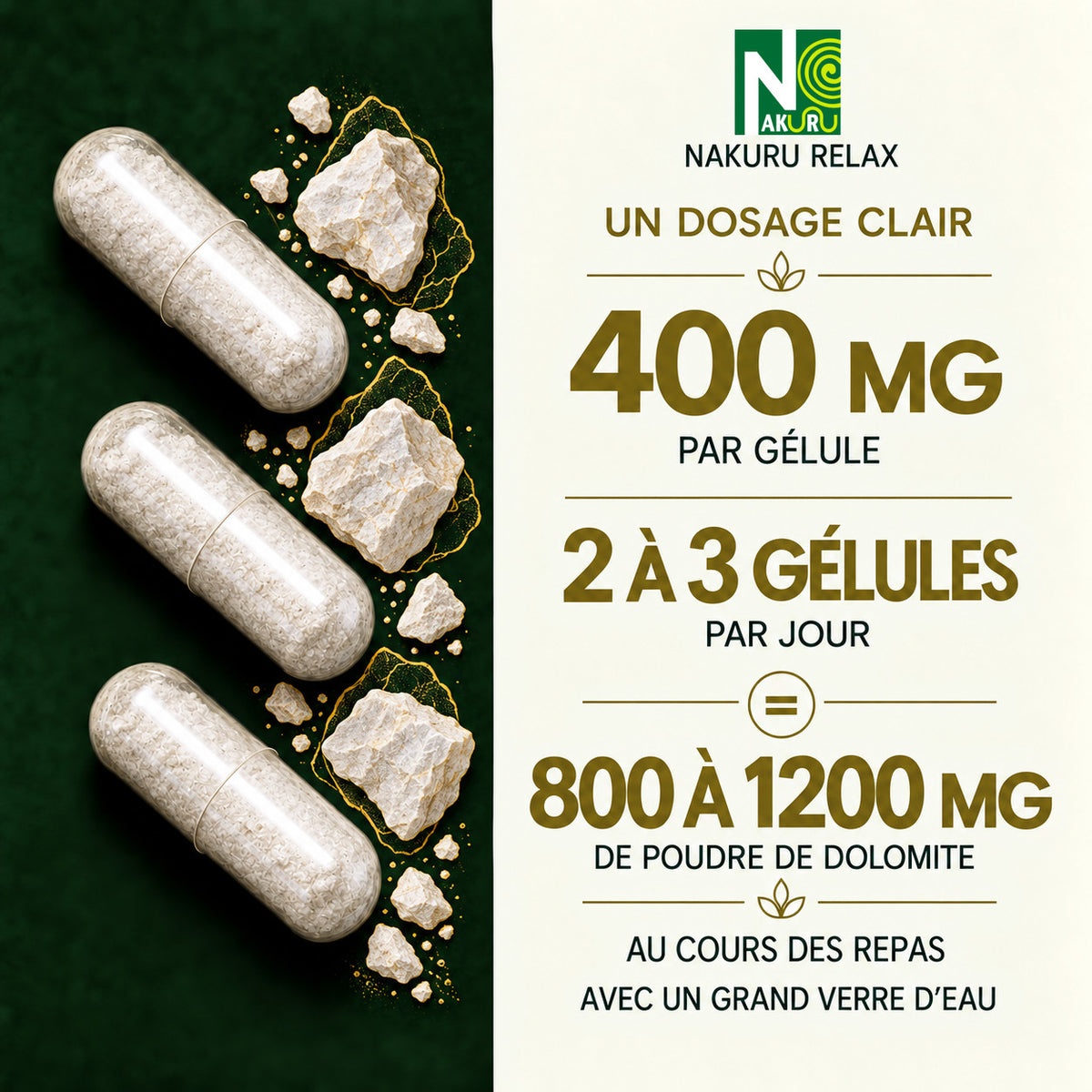 NAKURU Dolomite — 500 gélules — Dosage