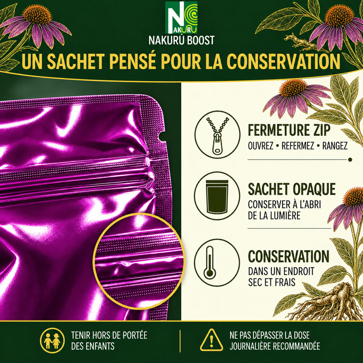 NAKURU Echinacéa — 500 gélules — Conservation