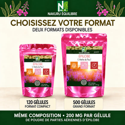 NAKURU Epilobe — 500 gélules — Comparatif formats
