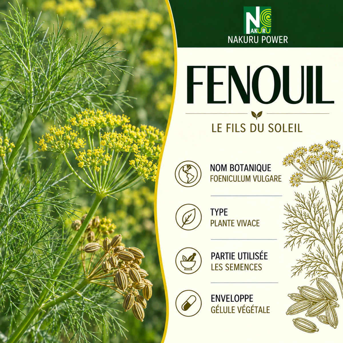 NAKURU Fenouil — 500 gélules — Présentation