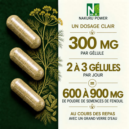 NAKURU Fenouil — 500 gélules — Dosage