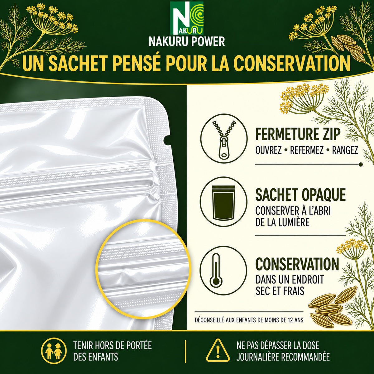 NAKURU Fenouil — 500 gélules — Conservation