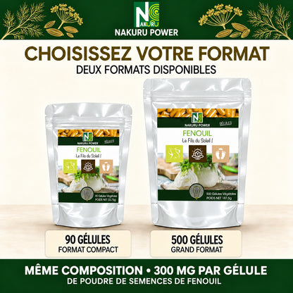 NAKURU Fenouil — 500 gélules — Comparatif formats