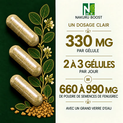 NAKURU Fenugrec — 500 gélules — Dosage