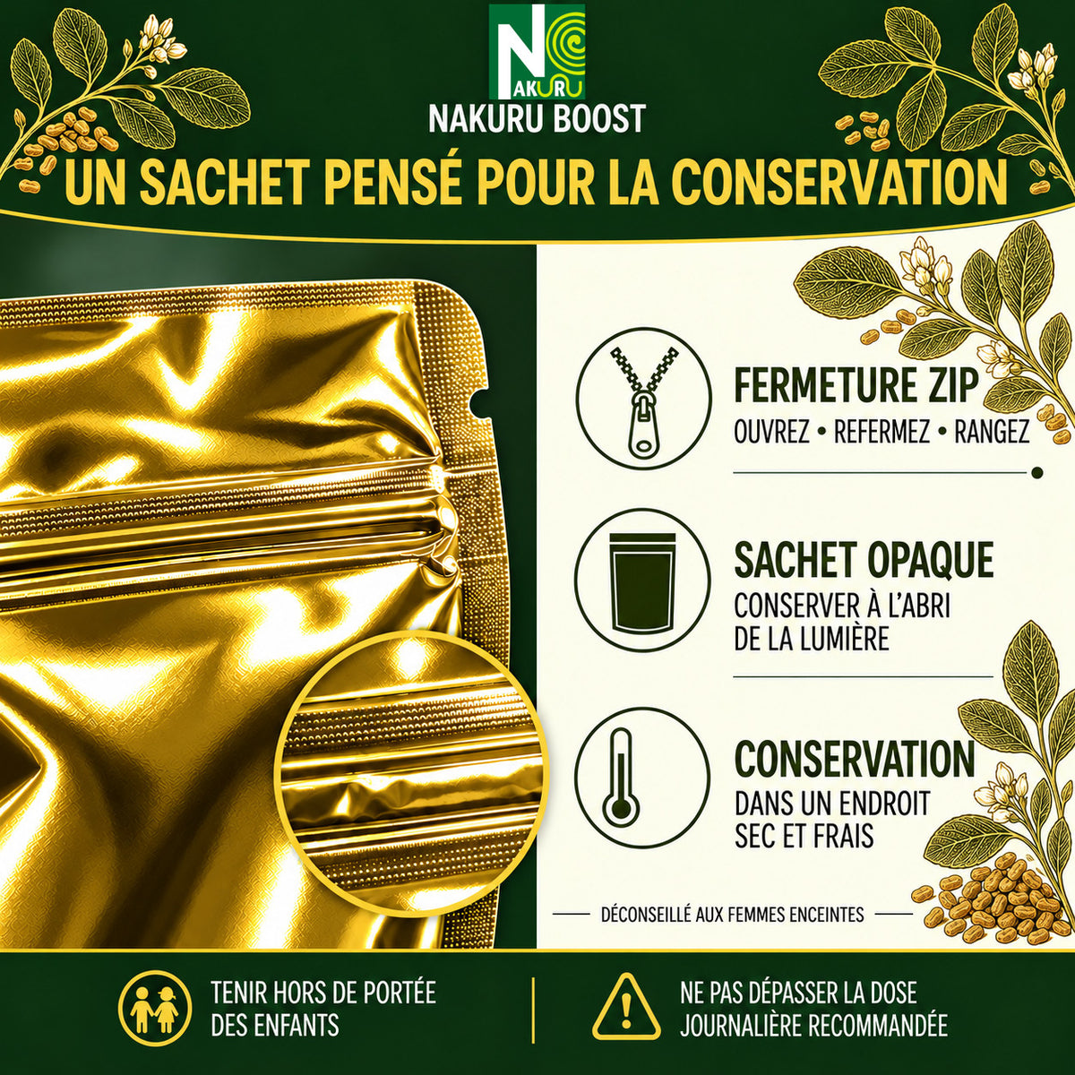 NAKURU Fenugrec — 500 gélules — Conservation