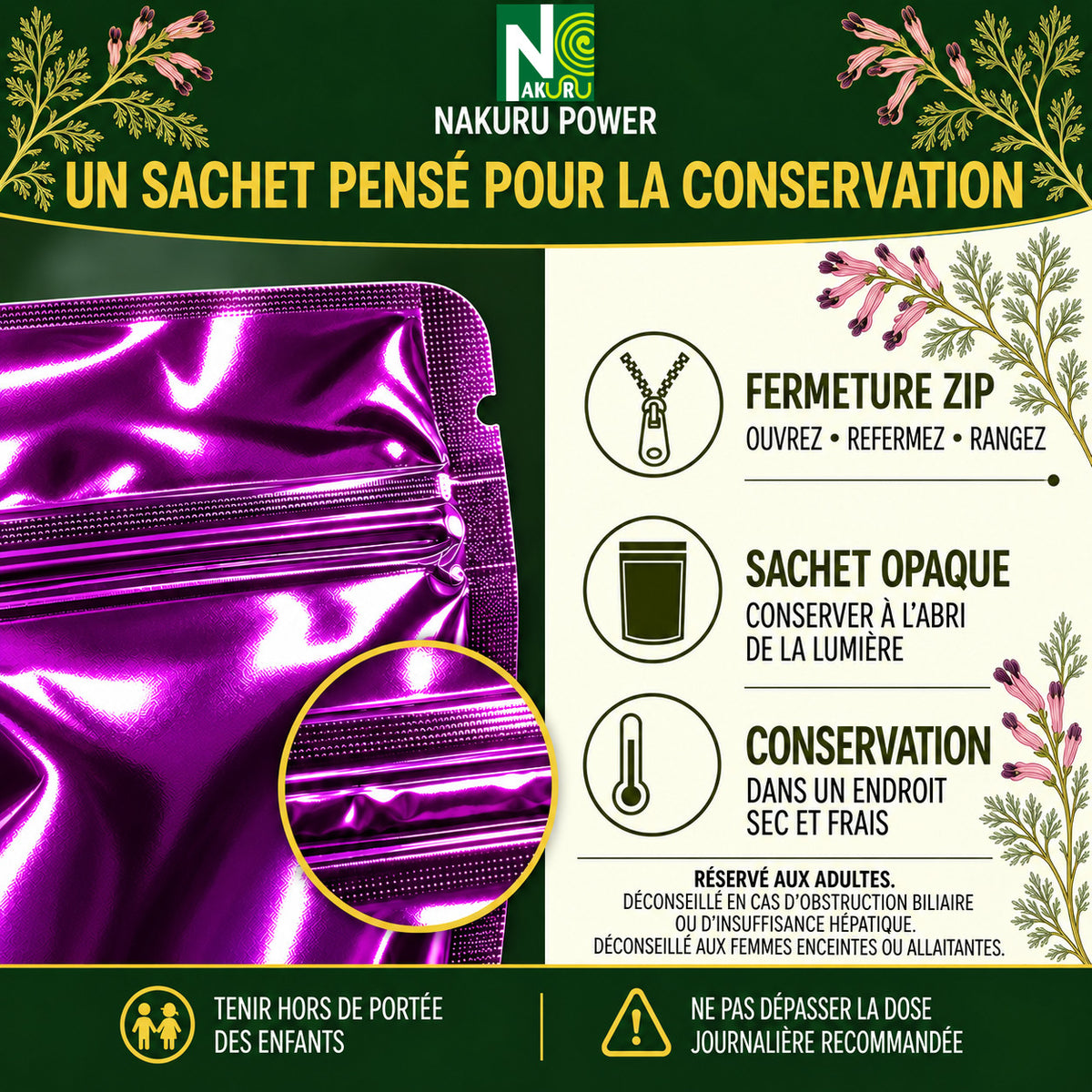 NAKURU Fumeterre — 500 gélules — Conservation